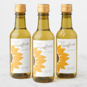 小さなひまわりミニワインラベルが途中にある ワインラベル (ボトル)