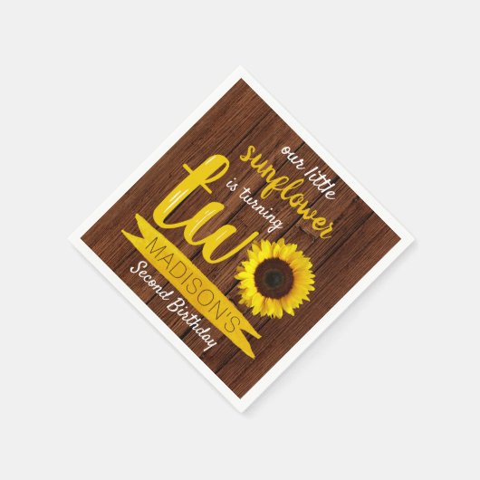 小さなひまわり素朴の木2nd誕生日 スタンダードカクテルナプキン (角)