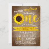 小さなひまわり素朴バーラップ1st誕生日 招待状 (正面)