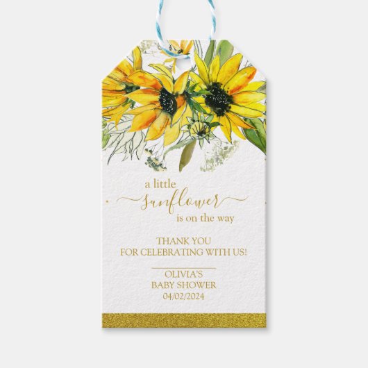 小さなひまわり赤ちゃんシャワー ギフトタグ (正面)