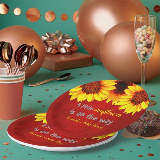 小さなひまわり赤ちゃんシャワー ペーパープレート (複数)