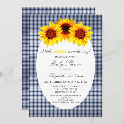 小さなひまわり赤ちゃんシャワー 招待状 (正面/裏面)
