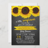 小さなひまわり黒板ベビーシャワー 招待状 (正面)