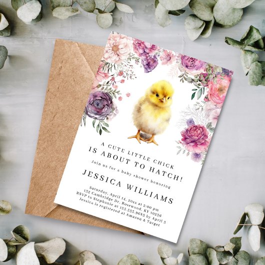 小さなひよこが赤ちゃんシャワーを浴びようとしている 招待状