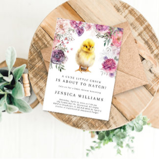 小さなひよこが赤ちゃんシャワーを浴びようとしている 招待状