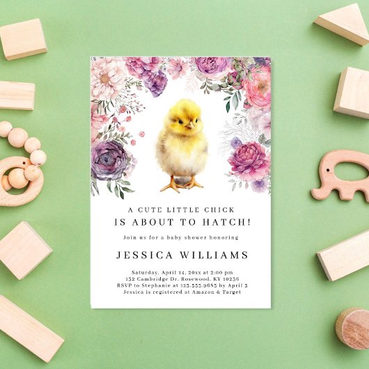 小さなひよこが赤ちゃんシャワーを浴びようとしている 招待状