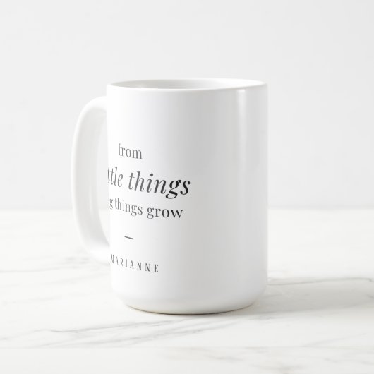小さなものから – カスタム名、タイポグラフィ コーヒーマグカップ (正面左)