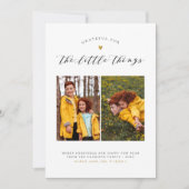 小さなもの金ゴールドハート2枚の写真クリスマス シーズンカード (正面)