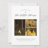 小さなもの |金ゴールドハート3写真クリスマス シーズンカード (正面)