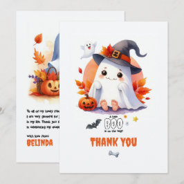 "小さなゆうれいがやってくる" ハロウィンベビーシャワー サンキューカード