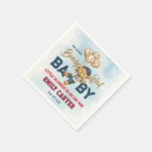 小さなよくはしゃぐスラッガーブルー野球赤ちゃんシャワー スタンダードカクテルナプキン (角)