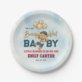 小さなよくはしゃぐスラッガーブルー野球赤ちゃんシャワー ペーパープレート