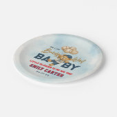 小さなよくはしゃぐスラッガーブルー野球赤ちゃんシャワー ペーパープレート (アングル)