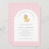 小さなアヒルがアヒルの赤ちゃんシャワーの途中にある 招待状 (正面/裏面)