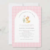 小さなアヒルがアヒルの赤ちゃんシャワーの途中にある 招待状 (正面)