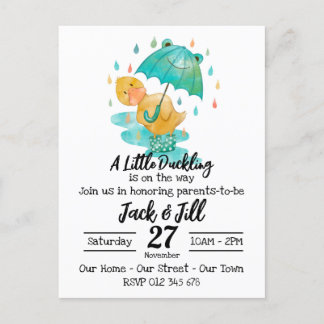 小さなアヒルが途中にある招待状ポストカー ポストカード