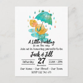 小さなアヒルが途中にある招待状ポストカー ポストカード