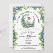 小さなアヒルが途中にある男の赤ちゃんシャワー 招待状 (正面)