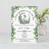 小さなアヒルが途中にある男の赤ちゃんシャワー 招待状 (スタンド正面)