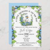 小さなアヒルが途中にある男の赤ちゃんシャワー 招待状 (正面/裏面)