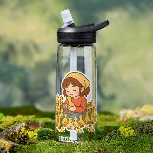 小さなアヒルで純粋な喜び🐥💛」 ウォーターボトル (アウトドア (回転後))