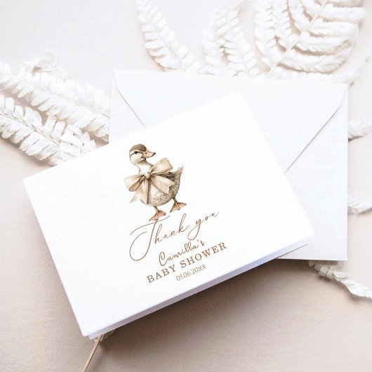 小さなアヒルのヴィンテージの赤ちゃんシャワー サンキューカード