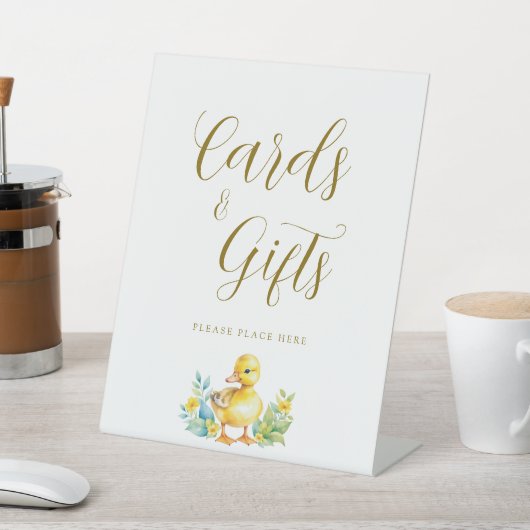 小さなアヒルの赤ちゃんシャワーカードとギフト 台座サイン (インサイチュ)
