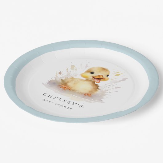 小さなアヒルの赤ちゃんシャワー ペーパープレート (アングル)