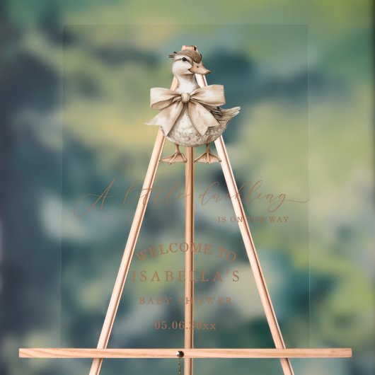 小さなアヒルの赤ん坊シャワーへようこそ アクリルサイン (ニュートラル)