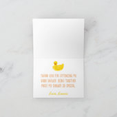 小さなアヒルはすぐに赤ちゃんシャワー感謝していYous T サンキューカード (内部)