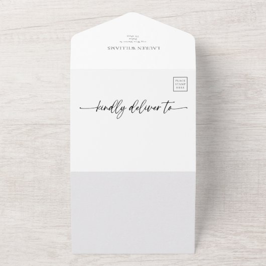 小さなアヒルはアヒルの赤ちゃんシャワーの途中にある オールインワン招待状 (外側)