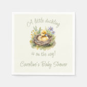 小さなアヒルはアヒルの赤ちゃんシャワーの途中にある スタンダードカクテルナプキン (正面)