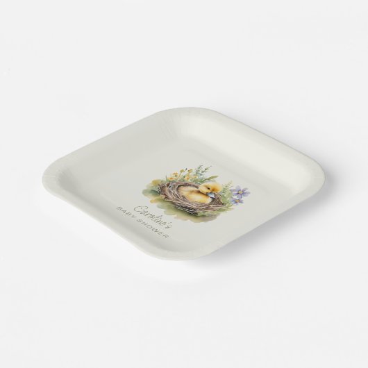 小さなアヒルはアヒルの赤ちゃんシャワーの途中にある ペーパープレート (傾斜あり)