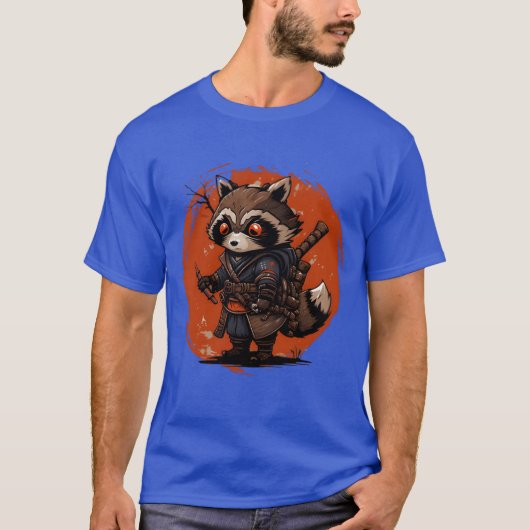小さなアライグマのサムライアニメ日本語友達 Tシャツ (正面)