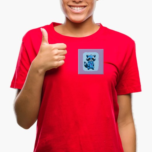 小さなアライグマの青のボタン 缶バッジ