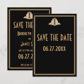 小さなアートデコ風グレートギャツビー結婚式 Save The Date 招待状 (正面/裏面)