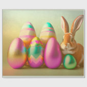 小さなイースターバニーとエッグコレクション ラッピングペーパー (フラット)