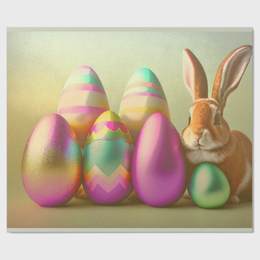 小さなイースターバニーとエッグコレクション ラッピングペーパー (フラット)