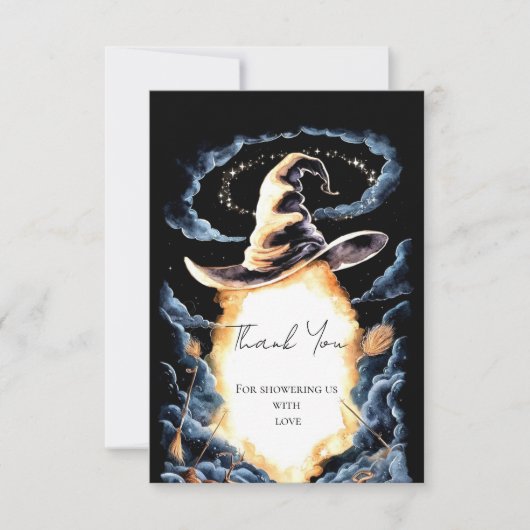 小さなウィザードハットベイビーシャワー サンキューカード (正面)