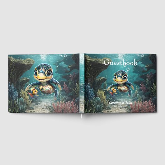 小さなウミガメが友だちと一緒に探検する。 ゲストブック (全面)