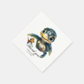 小さなウミガメが友だちと一緒に探検する。 スタンダードカクテルナプキン (角)