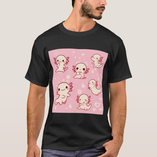 小さなウーパールーパーの模様 Tシャツ (正面)