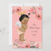 小さなエスニックエンジェルウォーターカラーフラワーベビーシャワー 招待状 (正面)