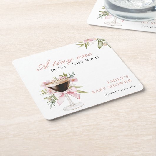 小さなエスプレッソ・マルティーニの赤ちゃんシャワー スクエアペーパーコースター (アングル)