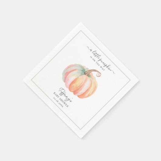 小さなエレガントかぼちゃが赤ちゃんシャワーの途中にある スタンダードカクテルナプキン (角)