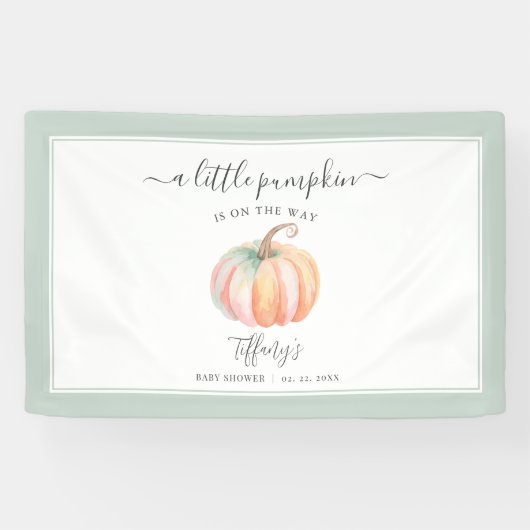 小さなエレガントかぼちゃが赤ちゃんシャワーの途中にある 横断幕 (横)