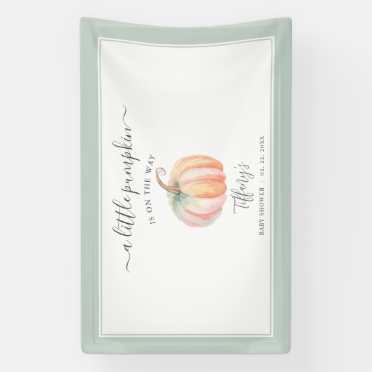 小さなエレガントかぼちゃが赤ちゃんシャワーの途中にある 横断幕 (縦)