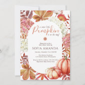 小さなエレガントかぼちゃの紅葉ベビースシャワー 招待状 (正面)