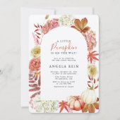 小さなエレガントかぼちゃの紅葉ベビースシャワー 招待状 (正面)