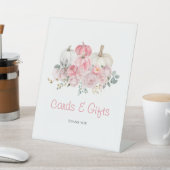 小さなエレガントかぼちゃピンク赤ちゃんシャワーカードギフト 台座サイン (インサイチュ)